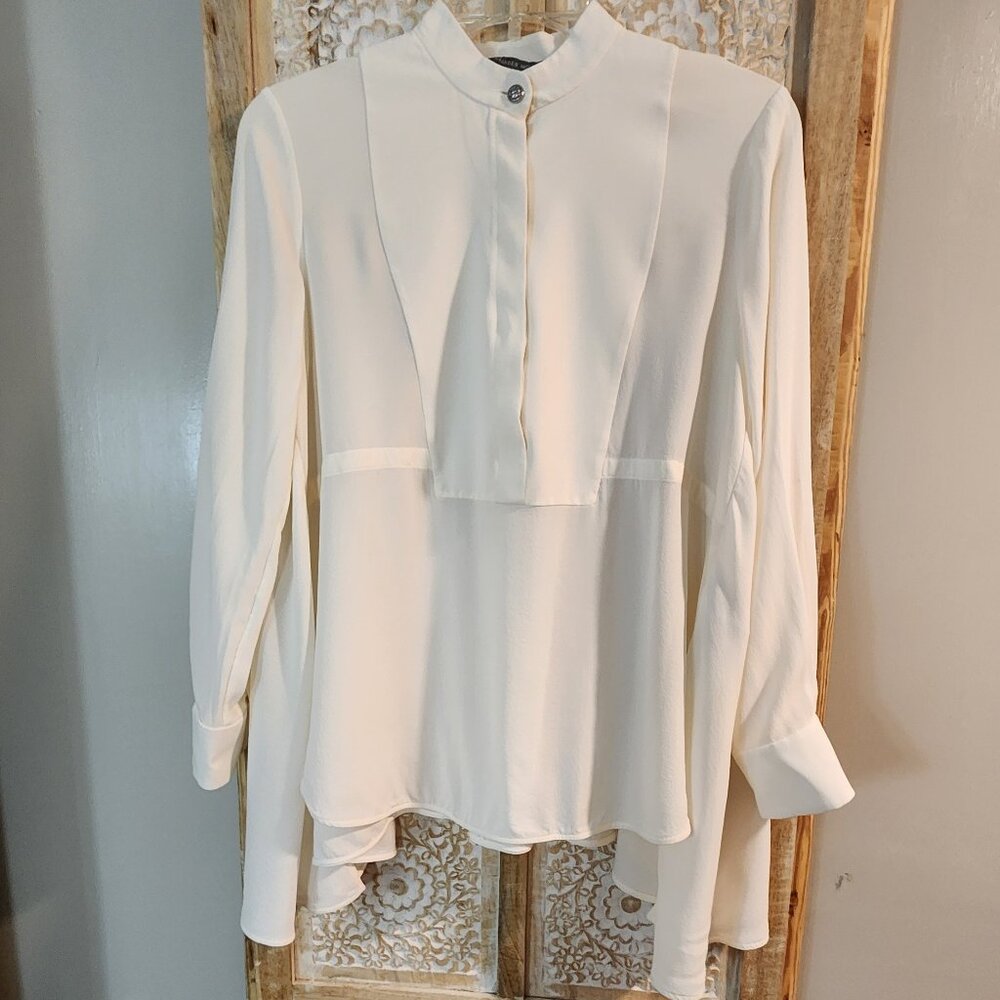 Alexander McQueen Ivory Silk High-Low Blouse IT 40 / US 6